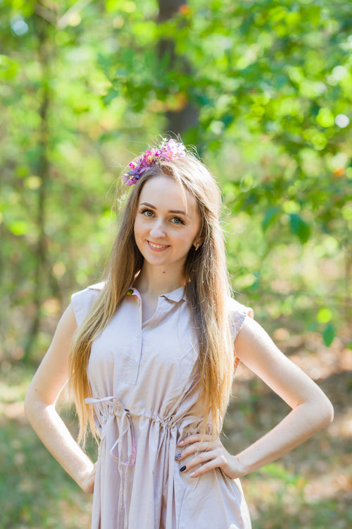 Champagne Cool Summer Style Caftan in Falling Daisies Pattern