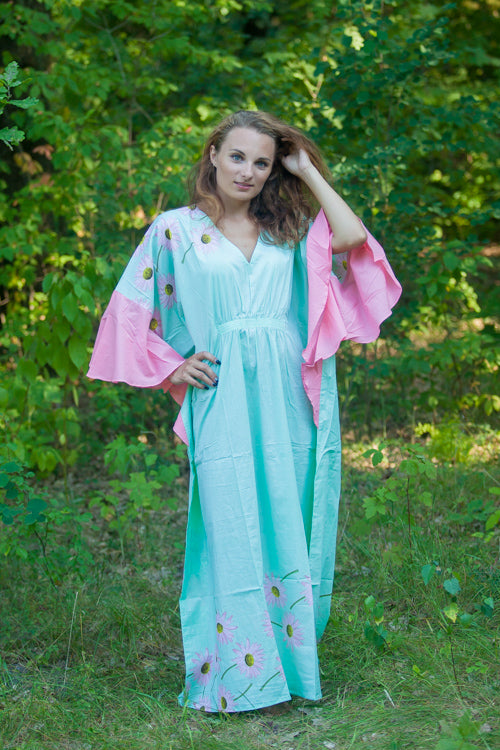 Mint Ballerina Style Caftan in Falling Daisies