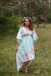 Mint High Low Wind Flow Style Caftan in Falling Daisies Pattern