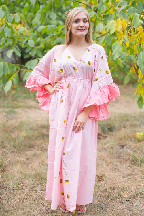 Pink Pretty Princess Style Caftan in Falling Daisies Pattern