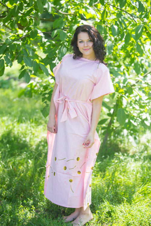 Pink Divinely Simple Style Caftan in Falling Daisies Pattern