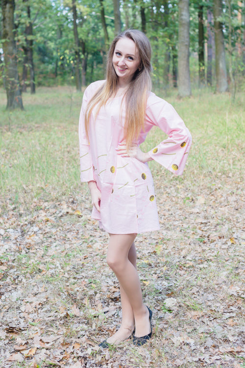 Pink Bella Tunic Style Caftan in Falling Daisies Pattern