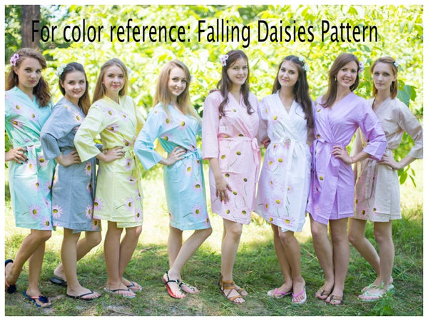 Light Blue Falling Daisies Pattern Bridesmaids Robes