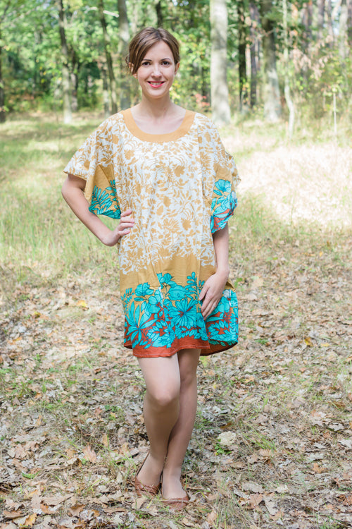 Fawn Summer Celebration Style Caftan in Falling Leaves Pattern