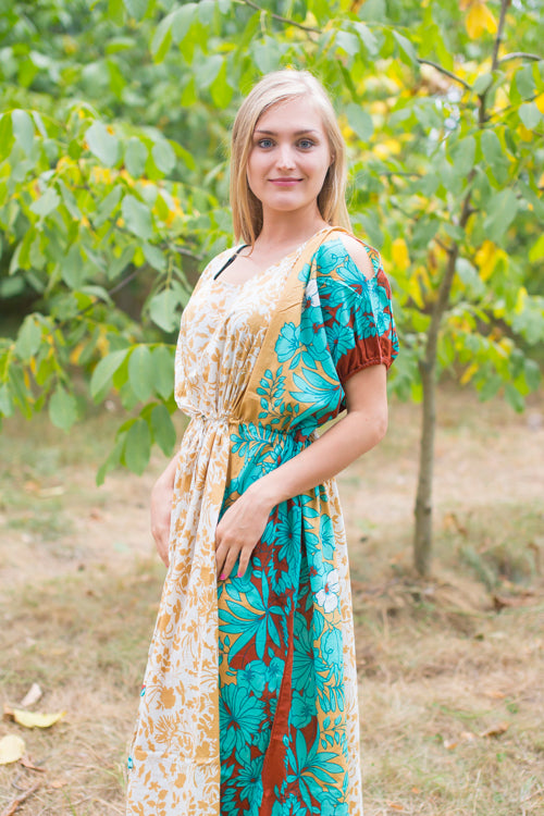 Fawn Cut Out Cute Style Caftan in Falling Leaves Pattern