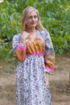 Gray Shape Me Pretty Style Caftan in Falling Leaves Pattern