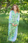 Light Blue The Glow-within Style Caftan in Falling Leaves Pattern