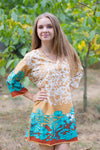 Peach Sun and Sand Style Caftan in Falling Leaves Pattern