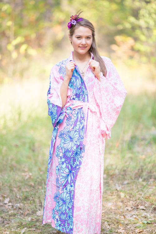 Pink Oriental Delight Style Caftan in Falling Leaves Pattern