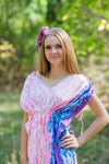 Pink Magic Sleeves Style Caftan in Falling Leaves Pattern