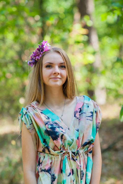 Aqua Magic Sleeves Style Caftan in Flamingo Watercolor Pattern