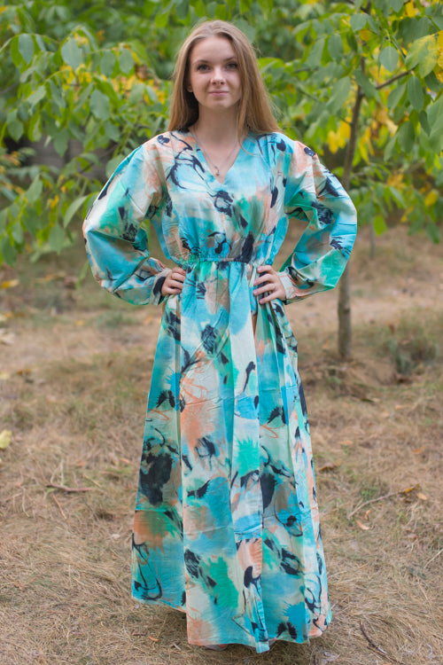 Aqua Shape Me Pretty Style Caftan in Flamingo Watercolor Pattern