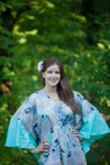 Gray Aqua Ballerina Style Caftan in Flamingo Watercolor
