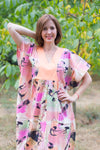 Pink Flowing River Style Caftan in Flamingo Watercolor Pattern