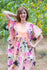 Pink Flowing River Style Caftan in Flamingo Watercolor Pattern|Pink Flowing River Style Caftan in Flamingo Watercolor Pattern|Flamingo Watercolor