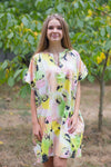 White Peach Sunshine Style Caftan in Flamingo Watercolor Pattern