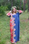 Dark Blue The Unwind Style Caftan in Floral Bordered Pattern