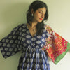 Dark Blue I Wanna Fly Style Caftan in Floral Bordered Pattern