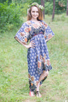 Gray High Low Wind Flow Style Caftan in Floral Bordered Pattern