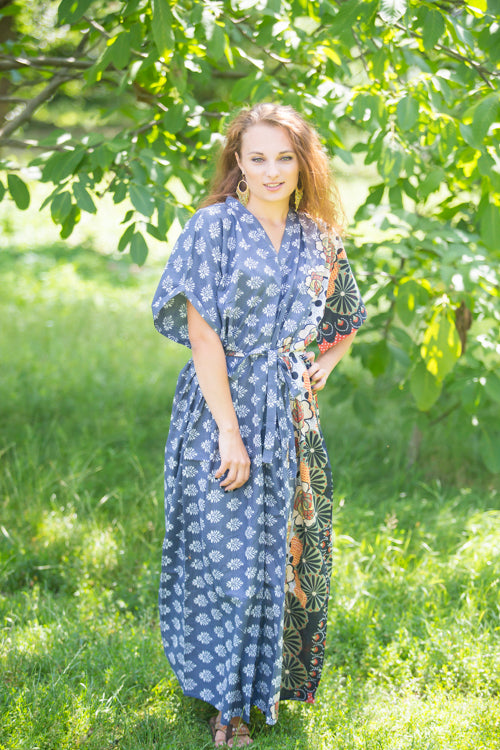 Gray Best of both the worlds Style Caftan in Floral Bordered Pattern