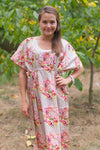 Champagne Side Strings Sweet Style Caftan in Floral Posy Pattern