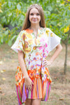 Orange Sunshine Style Caftan in Floral Watercolor Painting Pattern