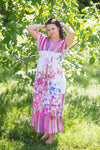 Pink Beach Days Style Caftan in Floral Watercolor Painting