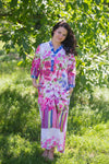 White Pink Simply Elegant Style Caftan in Floral Watercolor Painting Pattern