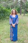 Dark Blue The Unwind Style Caftan in Abstract Floral Pattern