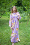 Lilac Mandarin On My Mind Style Caftan in Flower Rain Pattern