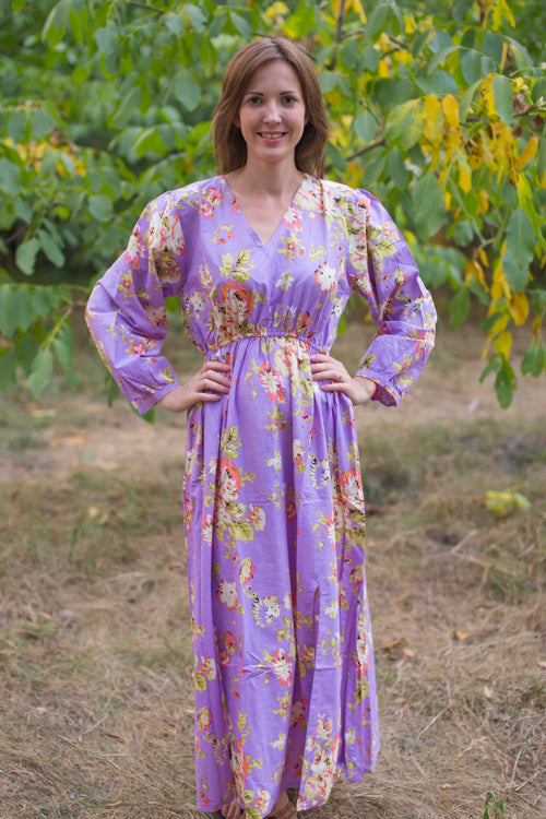 Lilac Shape Me Pretty Style Caftan in Flower Rain Pattern