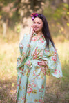 Mint Oriental Delight Style Caftan in Flower Rain Pattern