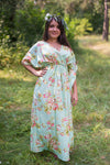 Mint Timeless Style Caftan in Flower Rain Pattern