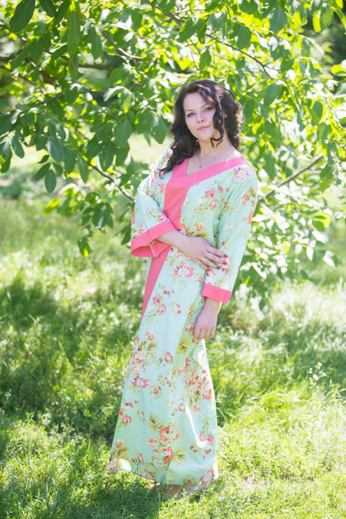 Mint The Glow-within Style Caftan in Flower Rain Pattern