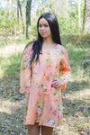 Peach Bella Tunic Style Caftan in Flower Rain Pattern