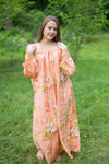 Peach Serene Strapless Style Caftan in Flower Rain Pattern