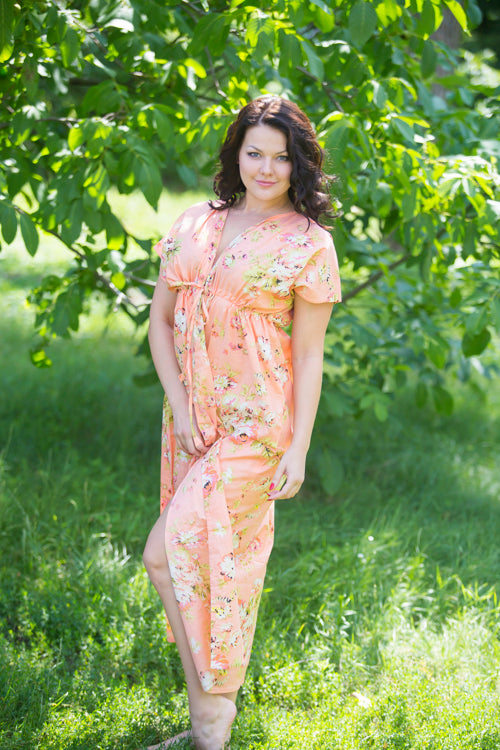 Peach Beach Days Style Caftan in Flower Rain