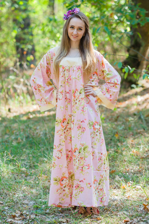 Pink Fire Maiden Style Caftan in Flower Rain Pattern
