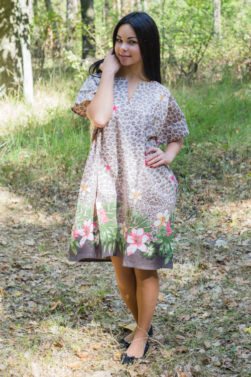 Light Brown Sunshine Style Caftan in Fun Leapord Pattern