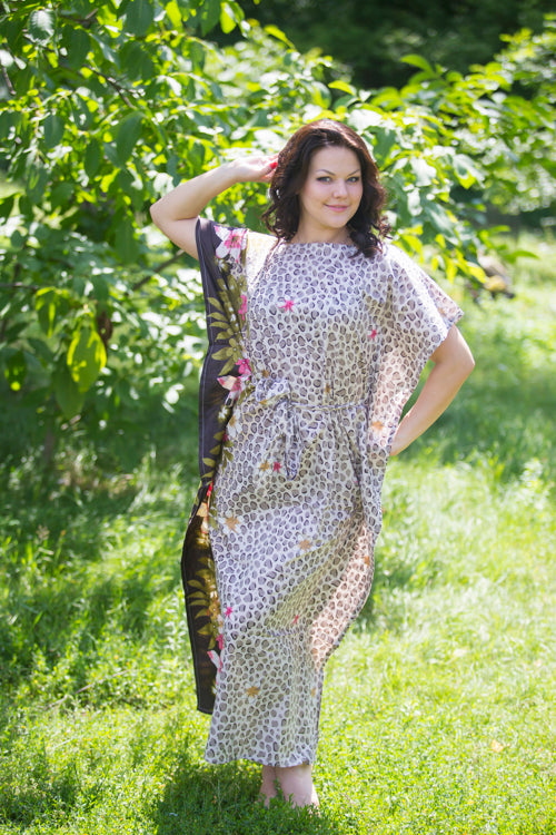 Brown Divinely Simple Style Caftan in Fun Leopard Pattern