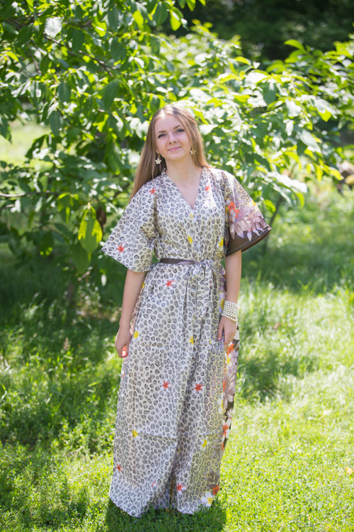 Dark Brown Best of both the worlds Style Caftan in Fun Leopard Pattern