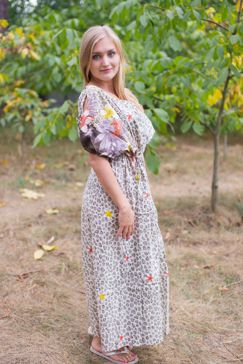 Light Brown Cut Out Cute Style Caftan in Fun Leopard Pattern