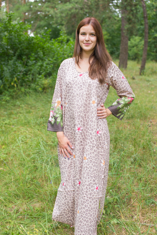 Light Brown The Unwind Style Caftan in Fun Leopard Pattern