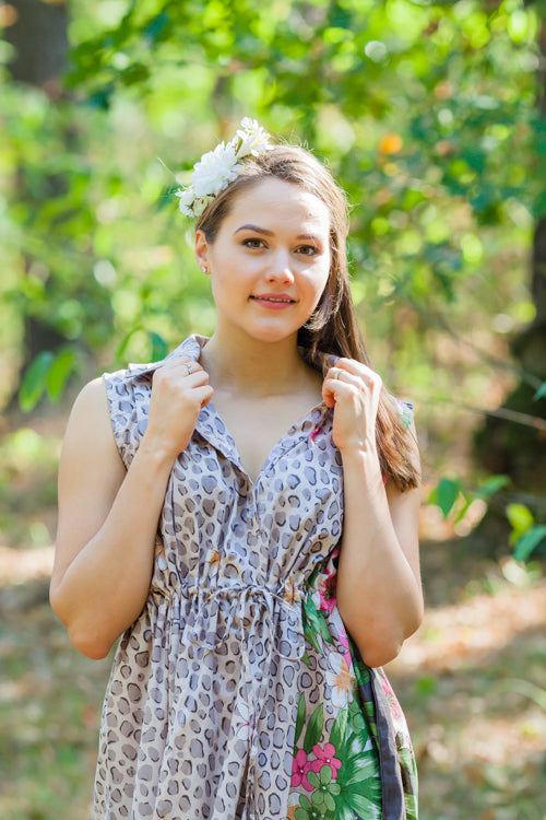 Light Brown Cool Summer Style Caftan in Fun Leopard Pattern