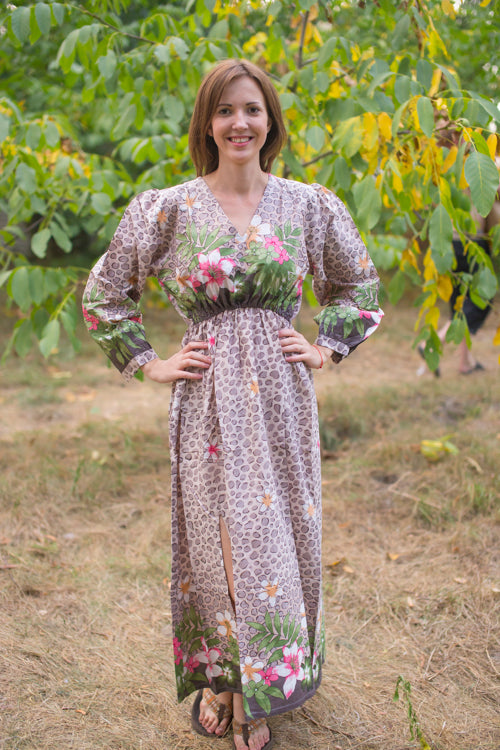 Light Brown Shape Me Pretty Style Caftan in Fun Leopard Pattern