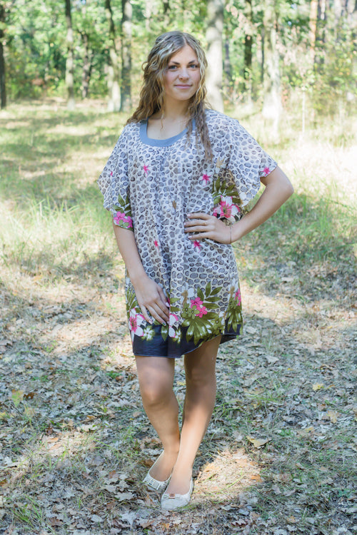 Light Brown Summer Celebration Style Caftan in Fun Leopard Pattern