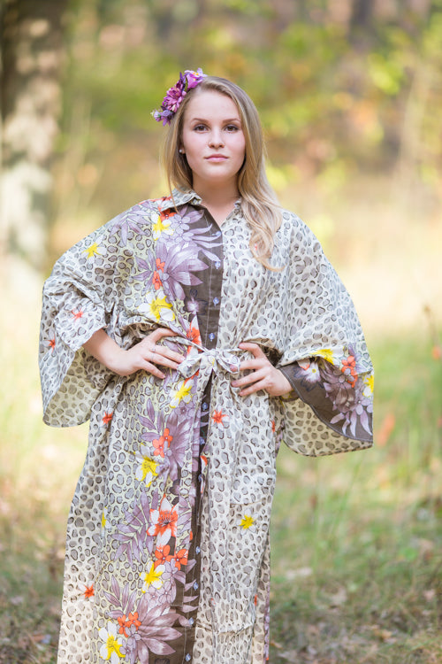 Light Green Oriental Delight Style Caftan in Fun Leopard Pattern