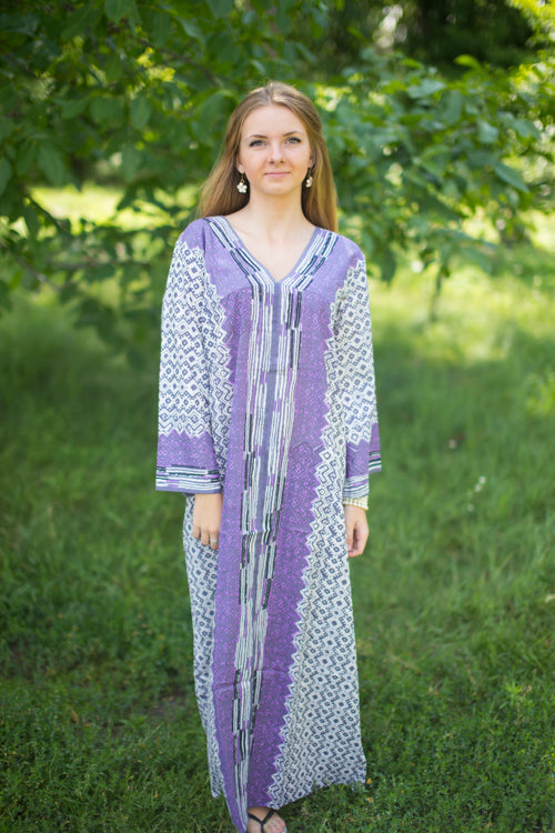 Gray The Glow-within Style Caftan in Geometric Chevron Pattern