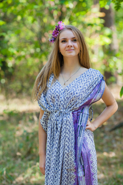 Gray Magic Sleeves Style Caftan in Geometric Chevron Pattern