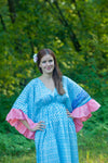 Light Blue Pretty Princess Style Caftan in Geometric Chevron Pattern